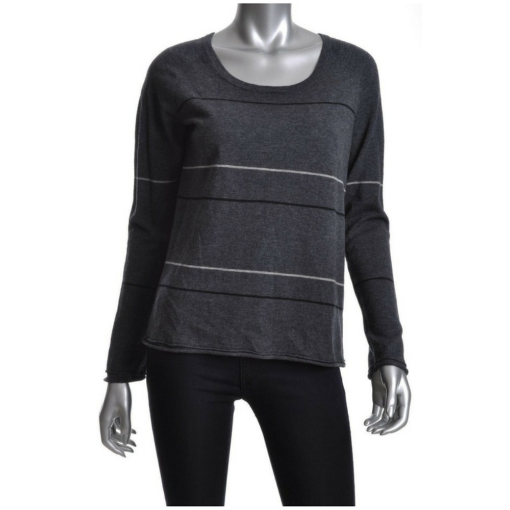 NEW JAMES PERSE Jumper Pinstripe Gray Long Sleeve